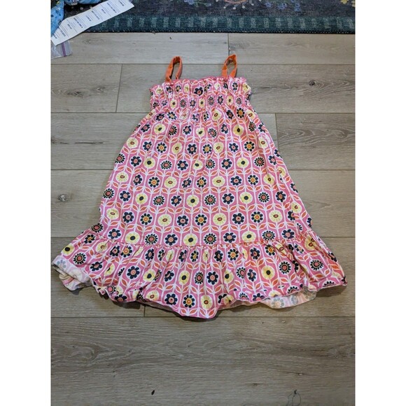Hanna Andersson Sleeveless Pink Orange Floral Sundress Girls 120 US 6-7 - Picture 8 of 8